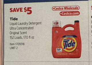 Savings Book panel for Tide Liquid Laundry Detergent Ultra Concentrated Original Scent, 152 Loads, 170 fl oz