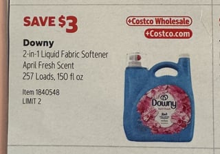 Savings Book panel for Downy 2-in-1 Liquid Fabric Softener April Fresh Scent, 257 Loads, 150 fl oz
