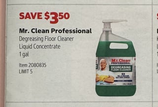Savings Book panel for Mr. Clean Professional Degreasing Floor Cleaner Liquid Concentrate, 1 gal