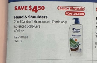 Savings Book panel for Head & Shoulders 2-in-1 Dandruff Shampoo and Conditioner Advanced Scalp Care, 40 fl oz