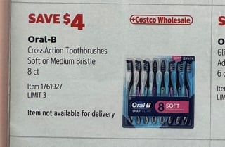 Savings Book panel for Oral-B CrossAction Toothbrushes Soft or Medium Bristle, 8 ct