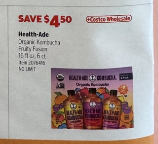 Savings Book panel for Health-Ade Organic Kombucha Fruity Fusion
