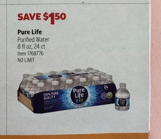 Savings Book panel for Pure Life Purified Water, 8 fl oz, 24 ct