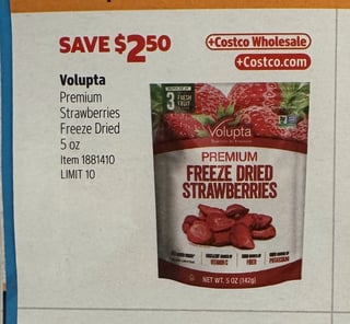 Savings Book panel for Volupta Premium Strawberries Freeze Dried 5 oz