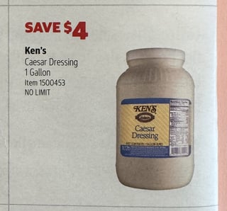 Savings Book panel for Ken’s Caesar Dressing, 1 Gallon