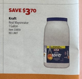 Savings Book panel for Kraft Real Mayonnaise, 1 Gallon