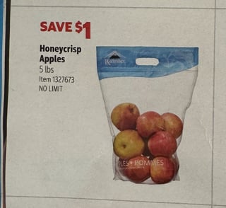 Savings Book panel for Honeycrisp Apples, 5 lbs