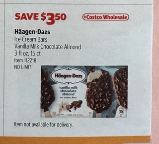 Savings Book panel for Häagen-Dazs Ice Cream Bars Vanilla Milk Chocolate Almond, 3 fl oz, 15 ct