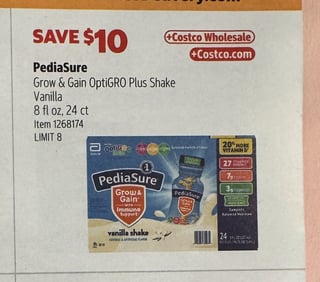 Savings Book panel for PediaSure Grow & Gain OptiGRO Plus Shake, Vanilla, 8 fl oz, 24 ct