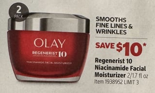 Savings Book panel for Olay Regenerist 10 Niacinamide Facial Moisturizer, 2/1.7 fl oz