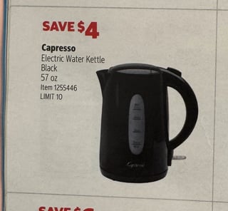 Savings Book panel for Capresso Electric Water Kettle Black 57 oz