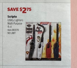 Savings Book panel for Scripto Utility Lighters Multi-Purpose 4 ct