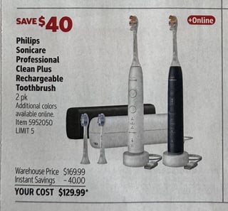 Savings Book panel for Philips Sonicare Professional Clean Plus Rechargeable Toothbrush