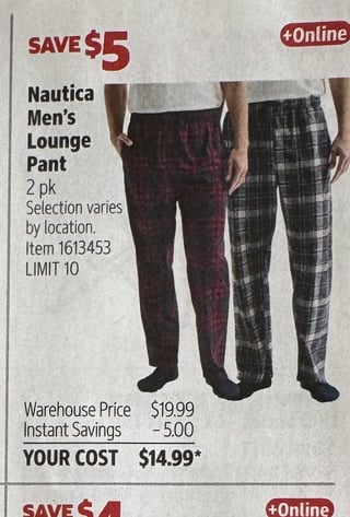 Savings Book panel for Nautica Men's Lounge Pant 2 pk