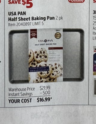 Savings Book panel for USA PAN Half Sheet Baking Pan 2 pk