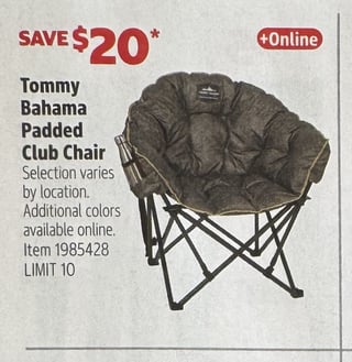 Savings Book panel for Tommy Bahama Padded Club Chair