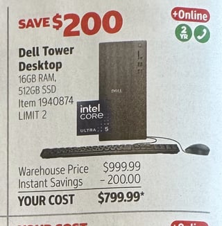 Savings Book panel for Dell Tower Desktop, 16GB RAM, 512GB SSD