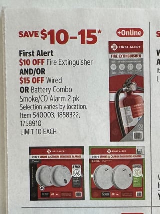 Savings Book panel for First Alert Fire Extinguisher