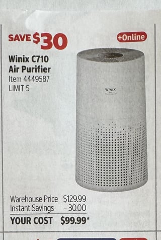 Savings Book panel for Winix C710 Air Purifier