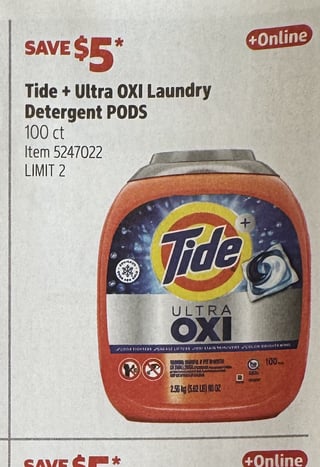 Savings Book panel for Tide + Ultra OXI Laundry Detergent PODS