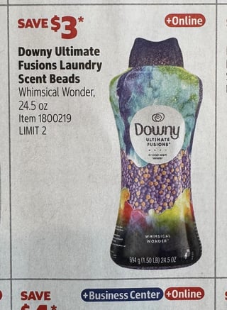 Savings Book panel for Downy Ultimate Fusions Laundry Scent Beads Whimsical Wonder