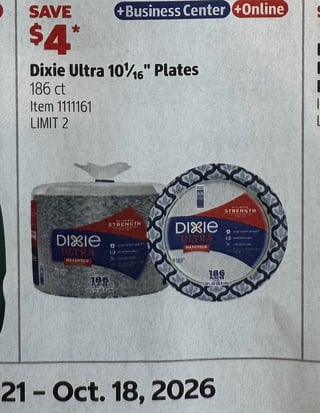 Savings Book panel for Dixie Ultra 10 1/16" Plates
