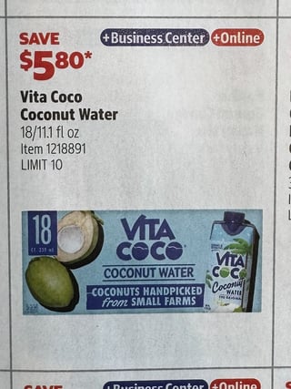 Savings Book panel for Vita Coco Coconut Water