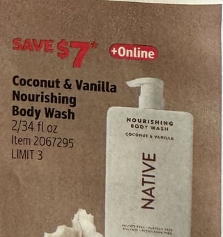Savings Book panel for Coconut & Vanilla Nourishing Body Wash
