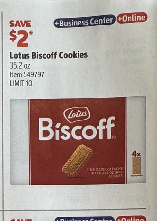Savings Book panel for Lotus Biscoff Cookies, 35.2 oz
