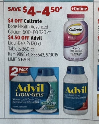 Savings Book panel for Advil Liqui-Gels 2/120 ct