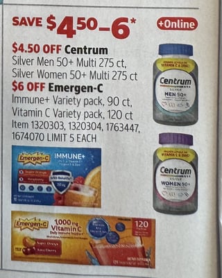 Savings Book panel for Centrum Silver Women 50+ Multi 275 ct