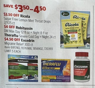 Savings Book panel for Ricola Sugar Free Lemon Mint Throat Drops 2/105 ct