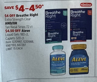 Savings Book panel for Breathe Right Extra Strength Clear Nasal Strips 72 ct