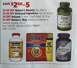 Savings Book panel for Nature’s Bounty Zinc 400 ct