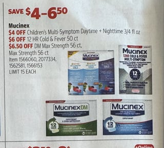 Savings Book panel for Mucinex Max Strength 56 ct