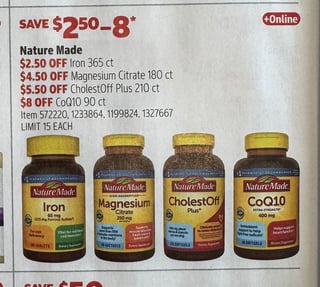 Savings Book panel for Nature Made CoQ10 90 ct