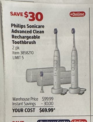 Savings Book panel for Philips Sonicare Advanced Clean Rechargeable Toothbrush, 2 pk