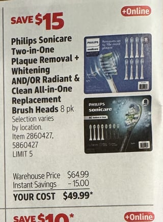 Savings Book panel for Philips Sonicare Radiant & Clean All-in-One Replacement Brush Heads, 8 pk