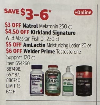 Savings Book panel for Kirkland Signature Wild Alaskan Fish Oil 230 ct