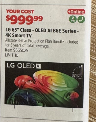 Savings Book panel for LG 65" Class - OLED AI B6E Series - 4K Smart TV